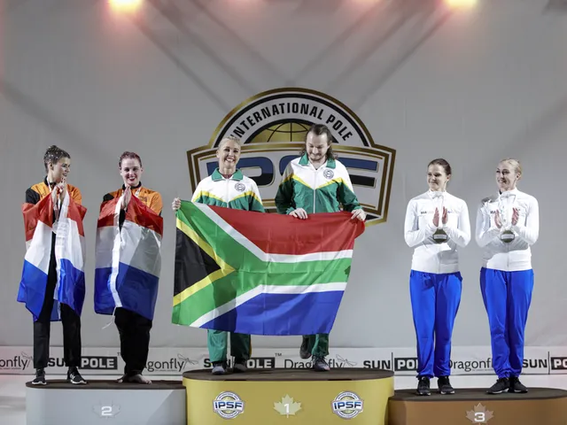 Team South Africa taking gold on the doubles pole podium at the IPSF World Championships