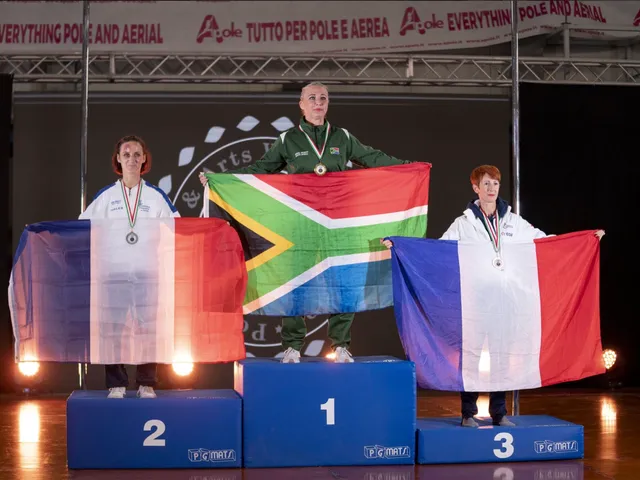 Chantal on the podium at the Pole Art World Championships 2022